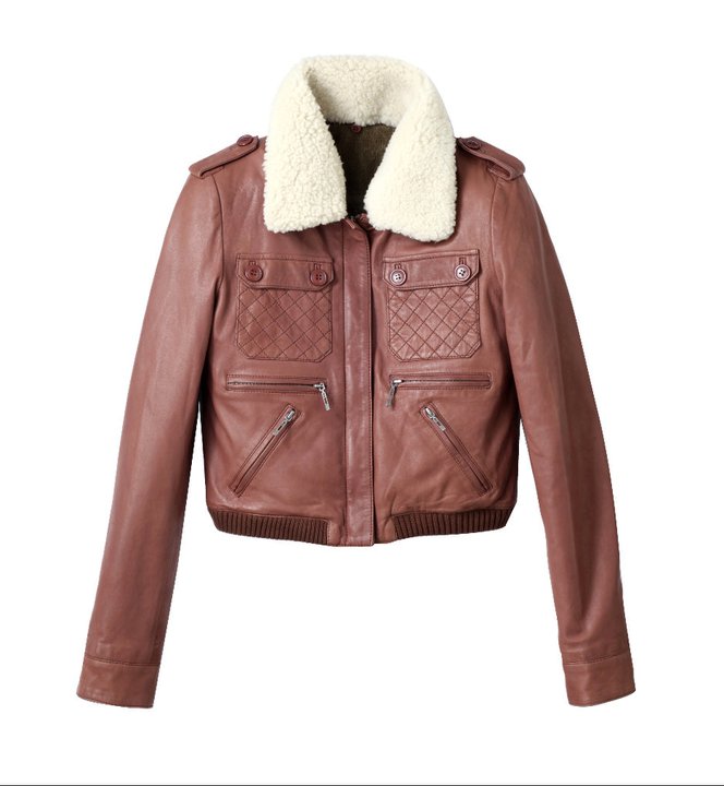 Blouson cuir col fourrure