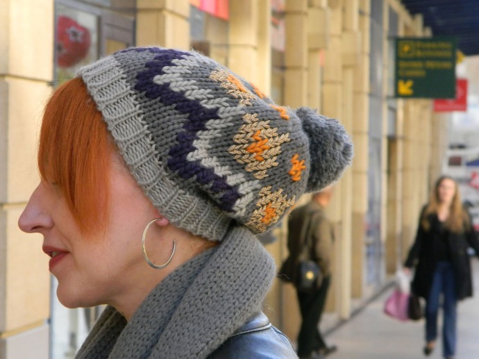 Bonnet jacquard au pompon