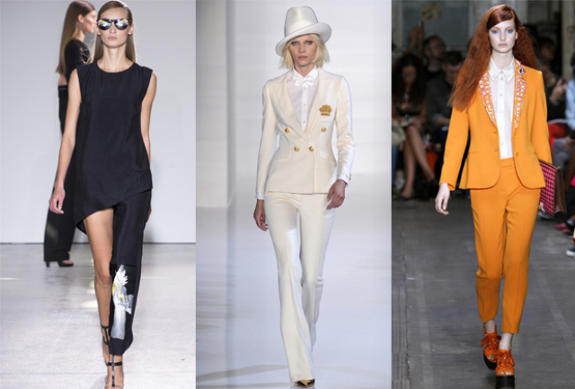 Trois tendances smoking par Costume National, Valentin Yudashkin, Moschino cheap and chic.