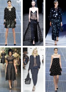 La tendance pois chez Chanel,Haider Ackermann, Giogio Armani, Dolce Gabbana, Diane Furstenberg.